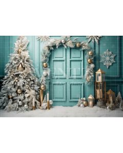 Photography Background in Fabric Candy Color Christmas Door / Backdrop 4088