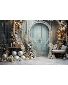 Photography Background in Fabric Candy Color Christmas Door / Backdrop 4089