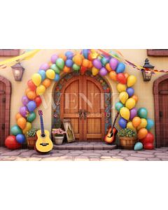 Photography Background in Fabric Set with Door and Balloons / Backdrop 4101