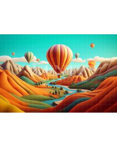 Photography Background in Fabric Colorful Hot Air Balloons / Backdrop 4102