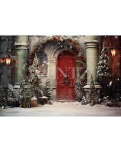 Photography Background in Fabric Christmas House Front / Backdrop 4113