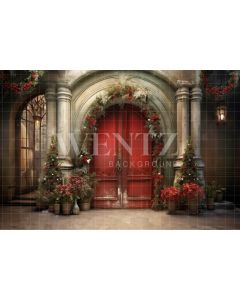Photography Background in Fabric Christmas House Front / Backdrop 4114