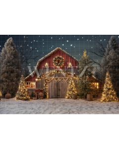 Photography Background in Fabric Christmas Barn / Backdrop 4127