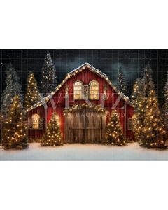 Photography Background in Fabric Christmas Barn / Backdrop 4129
