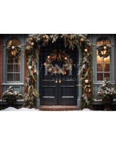 Photography Background in Fabric Christmas House Front / Backdrop 4148