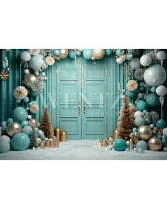 Photography Background in Fabric Candy Color Christmas Door / Backdrop 4153
