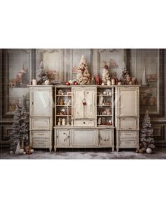 Photography Background in Fabric Christmas Set with Cabinet / Backdrop 4172