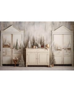 Photography Background in Fabric Christmas Set with Cabinet / Backdrop 4173
