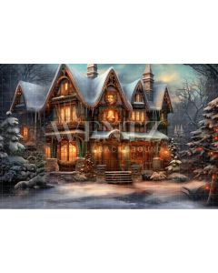 Photography Background in Fabric Santa Claus House / Backdrop 4174