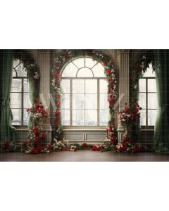 Photography Background in Fabric Floral Christmas Room / Backdrop 4183