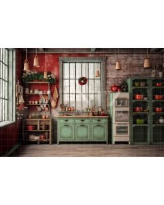 Photography Background in Fabric Christmas Kitchen / Backdrop 4185