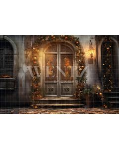 Photography Background in Fabric Christmas House Front / Backdrop 4191