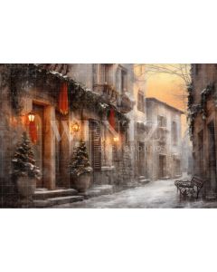 Photography Background in Fabric Christmas Village / Backdrop 4193