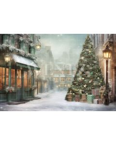 Photography Background in Fabric Christmas Village / Backdrop 4206