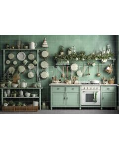 Photography Background in Fabric Christmas Kitchen / Backdrop 4212