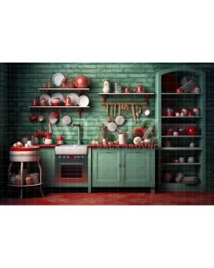 Photography Background in Fabric Christmas Kitchen / Backdrop 4214