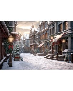 Photography Background in Fabric Christmas Village / Backdrop 4216
