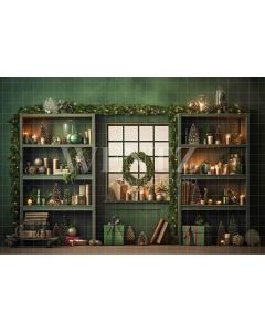 Photography Background in Fabric Green Christmas Set / Backdrop 4235