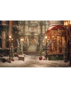 Photography Background in Fabric Christmas Village / Backdrop 4237