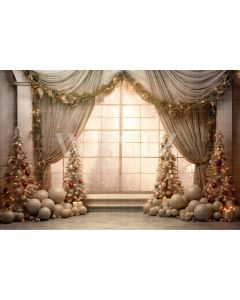 Photography Background in Fabric Christmas Room with Window / Backdrop 4241
