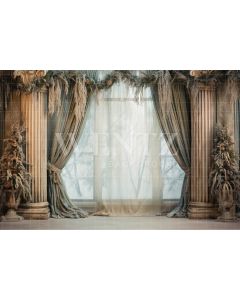 Photographic Background in Fabric Christmas Room with Curtains / Backdrop 4242