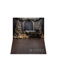 Photography Background in Fabric Christmas Set with Train / Backdrop 4283