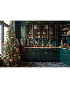 Photography Background in Fabric Christmas Kitchen / Backdrop 4287