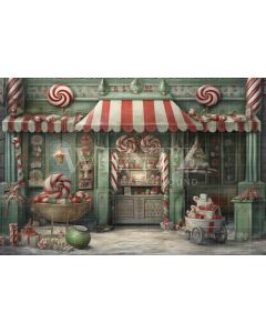 Photography Background in Fabric Christmas Candy Shop / Backdrop 4295