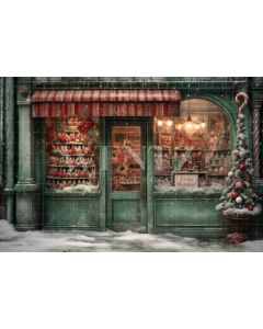 Photography Background in Fabric Christmas Candy Shop / Backdrop 4296