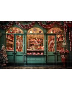 Photography Background in Fabric Christmas Candy Shop / Backdrop 4319