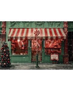 Photography Background in Fabric Christmas Candy Shop / Backdrop 4320