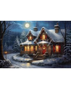 Photography Background in Fabric Christmas House / Backdrop 4329