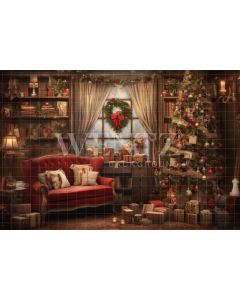 Photography Background in Fabric Vintage Christmas Room / Backdrop 4330