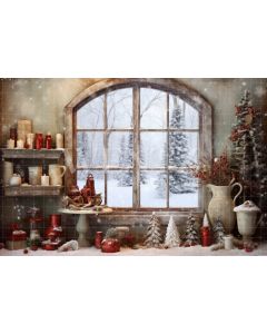 Photography Background in Fabric Christmas Window / Backdrop 4333