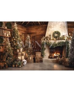 Photography Background in Fabric Christmas Set with Fireplace / Backdrop 4343