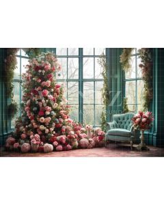 Photography Background in Fabric Floral Christmas / Backdrop 4345