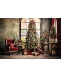Photography Background in Fabric Vintage Christmas Room / Backdrop 4354