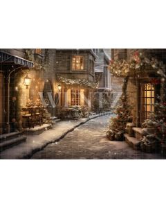 Photography Background in Fabric Christmas Village / Backdrop 4372