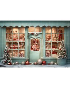 Photography Background in Fabric Christmas Candy Shop / Backdrop 4374