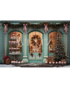 Photography Background in Fabric Christmas Candy Shop / Backdrop 4375