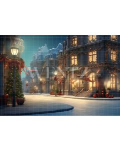 Photography Background in Fabric Christmas Village / Backdrop 4378