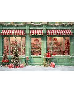 Photography Background in Fabric Christmas Candy Shop / Backdrop 4380