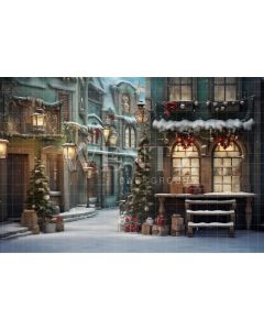 Photography Background in Fabric Christmas Village / Backdrop 4382