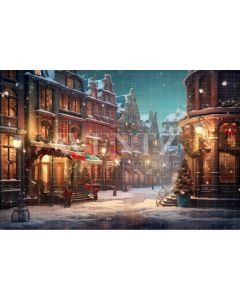 Photography Background in Fabric Christmas Village / Backdrop 4387
