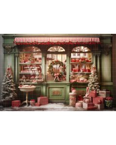 Photography Background in Fabric Christmas Candy Shop / Backdrop 4390