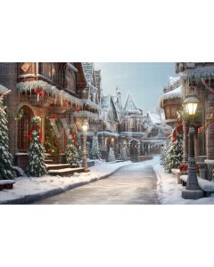 Photography Background in Fabric Christmas Village / Backdrop 4397