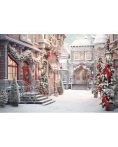 Photography Background in Fabric Christmas Village / Backdrop 4398