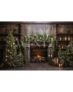 Photography Background in Fabric Rustic Room with Fireplace / Backdrop 4401