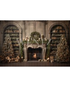 Photography Background in Fabric Rustic Room with Fireplace / Backdrop 4402