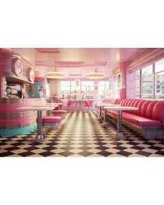 Photography Background in Fabric Retro Coffee Shop / Backdrop 4413